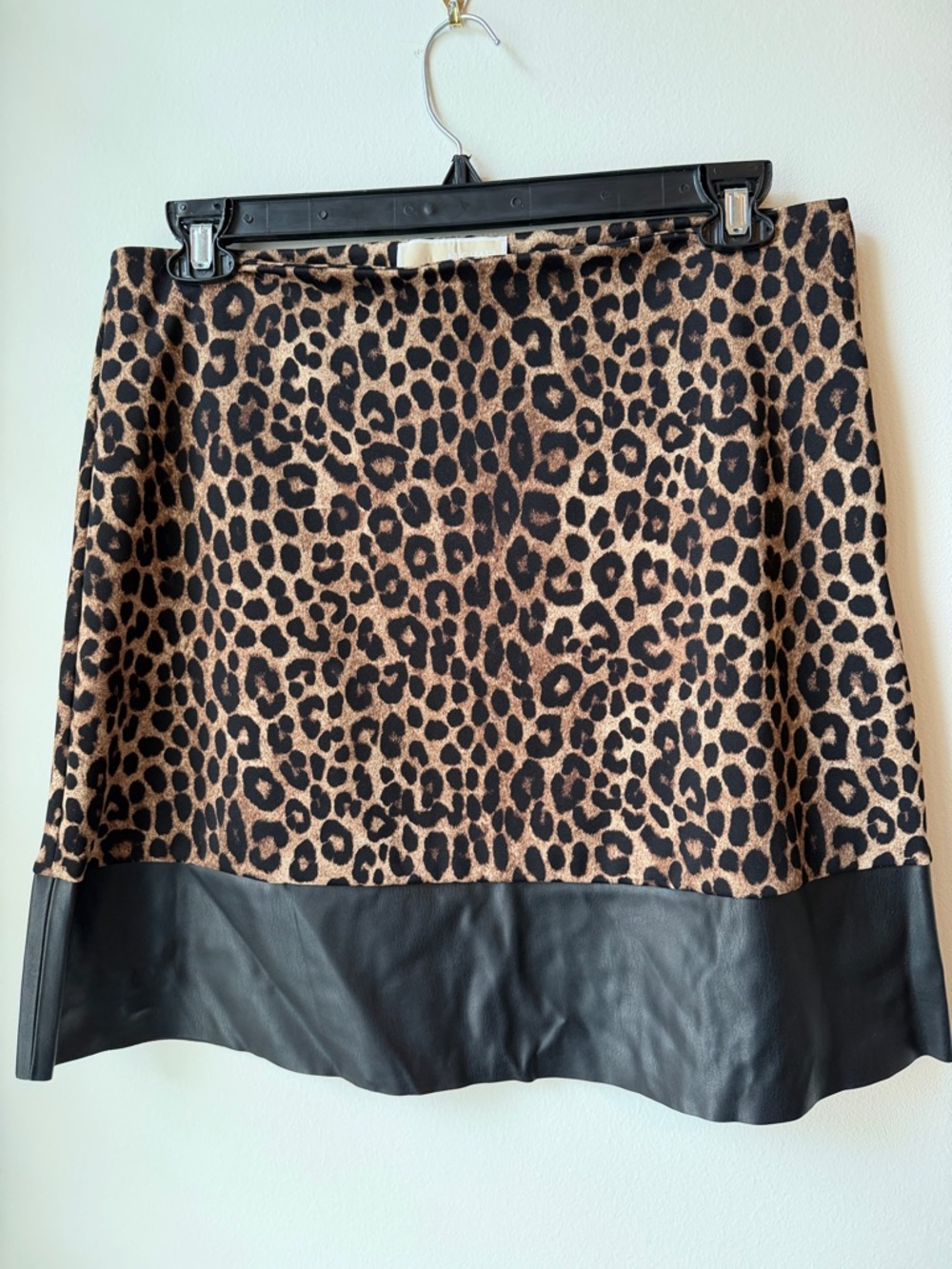 Michael Kors Leopard Print Mini Skirt with Black Hem